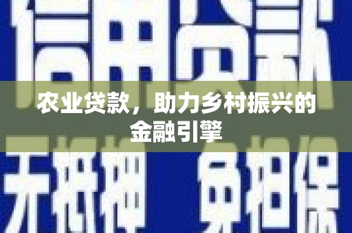 普兰店农业贷款，助力乡村振兴的金融引擎