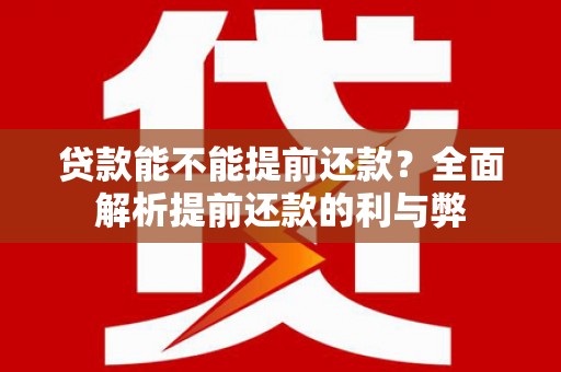 普兰店贷款能不能提前还款？全面解析提前还款的利与弊
