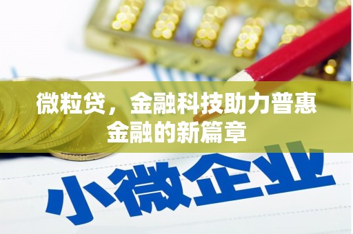 普兰店微粒贷，金融科技助力普惠金融的新篇章