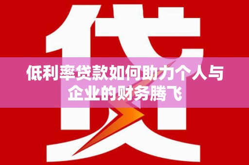 普兰店低利率贷款如何助力个人与企业的财务腾飞