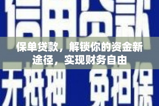 普兰店保单贷款，解锁你的资金新途径，实现财务自由