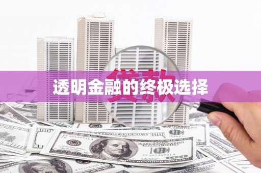 普兰店透明金融的终极选择